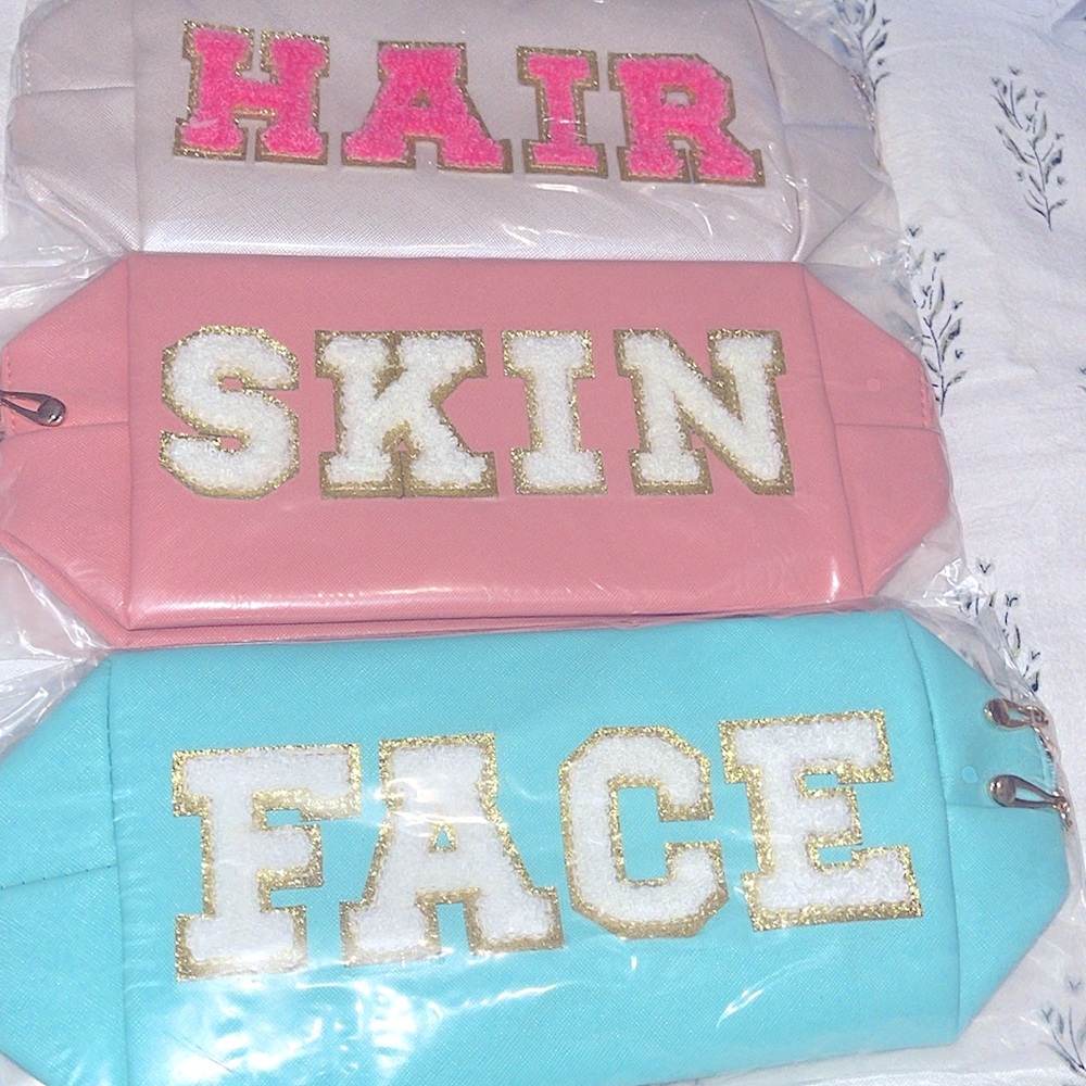 x3 Hair Skin Face Bag Set Pink & Blue NWT